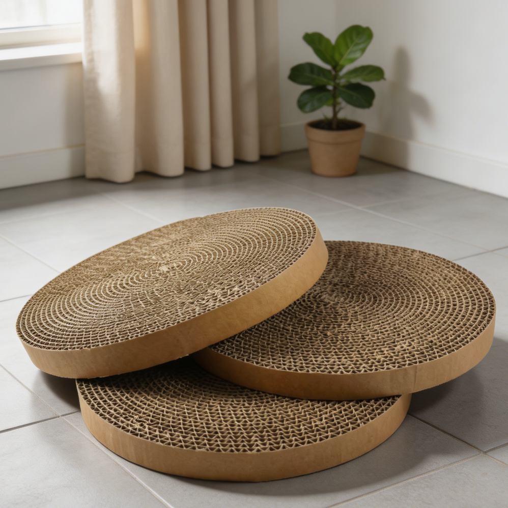 3-Count Round Corrugated Cat Scratcher Refill Pads - Image 2