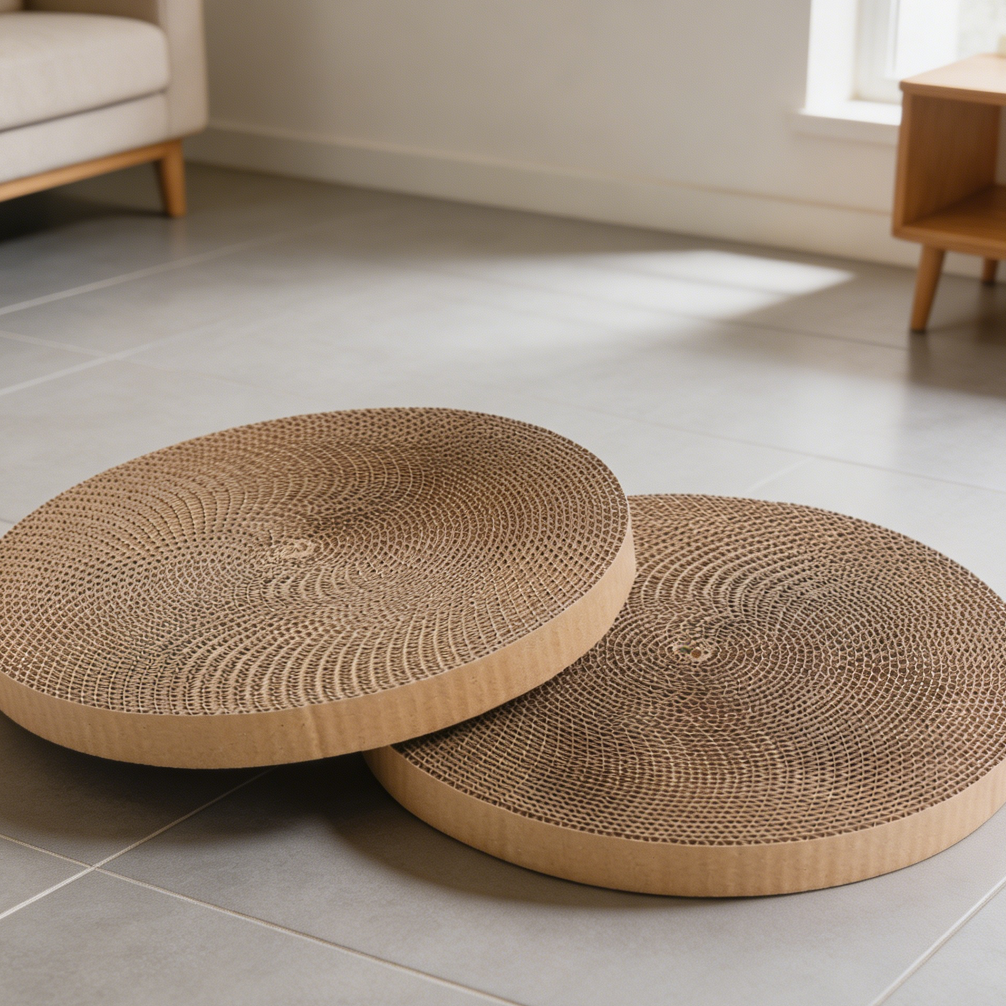 2-Pack 10" Round Corrugated Cat Scratcher Replacement Pads - Image 2