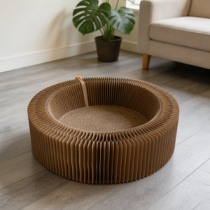 20" Collapsible Round Honeycomb Cat Scratcher Lounge Bed