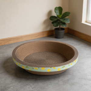 17.3"x13.6" Oval Ergonomic Corrugated Cat Scratcher Lounger