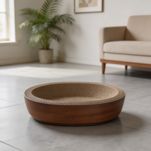 Oval Corrugated Cat Scratcher Bed Bowl